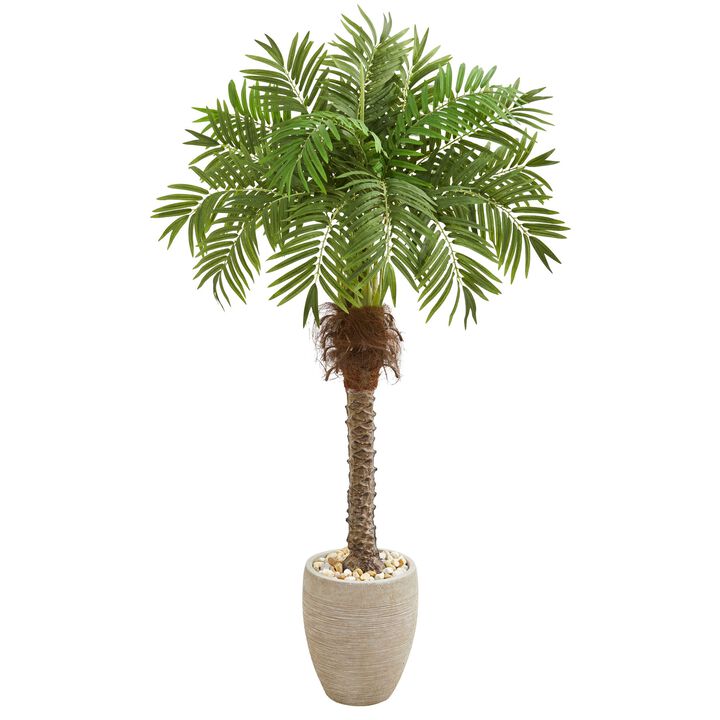 Hivvago 63 Inches Robellini Palm Artificial Tree in Sandstone Planter