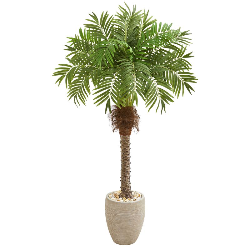 Hivvago 63 Inches Robellini Palm Artificial Tree in Sandstone Planter