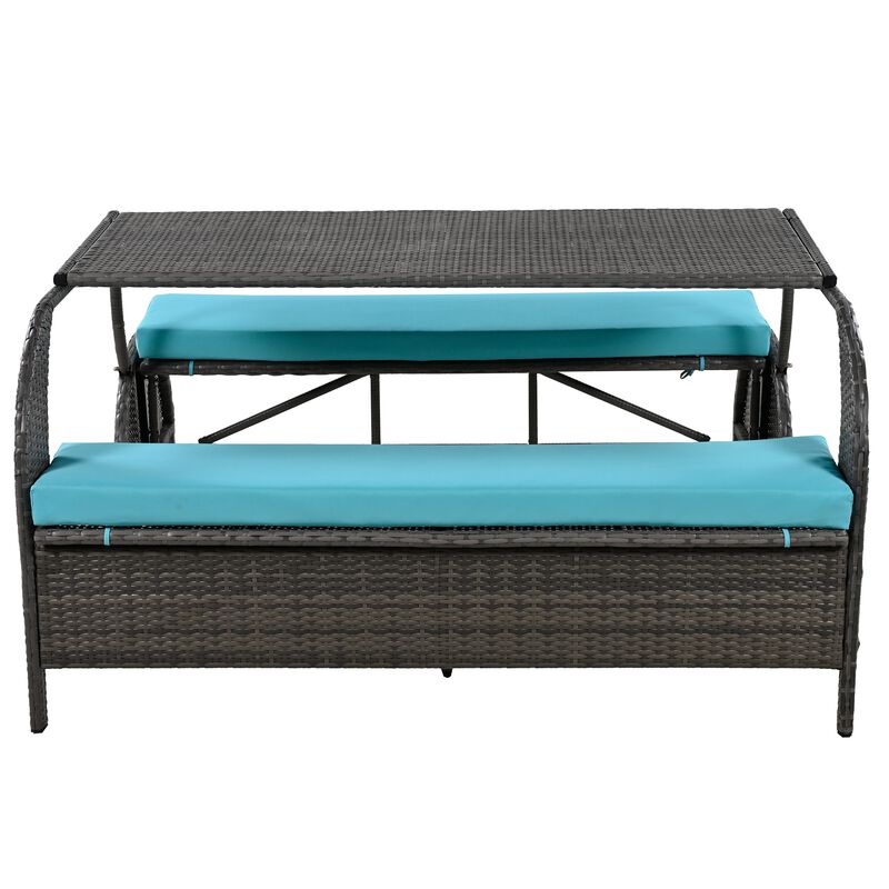 Merax Multi-functional  Outdoor Loveseat Rattan Set