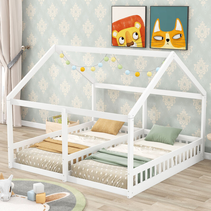 Merax House Platform Beds  with 2 Shared Beds