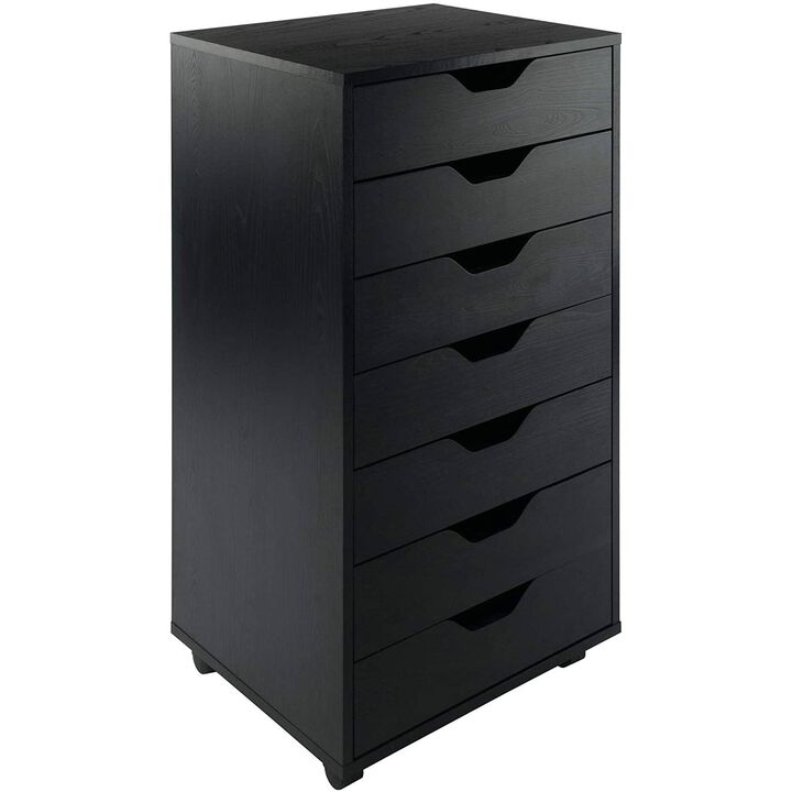 Hivvago Modern Scandinavian Style 7-Drawer Storage Cabinet Chest in Black Finish