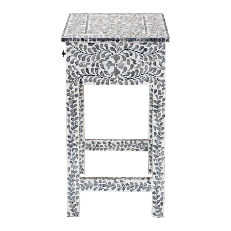 bali & pari Diata Coastal Black and White Mother of Pearl Capiz Shell 2 Drawer Console Table