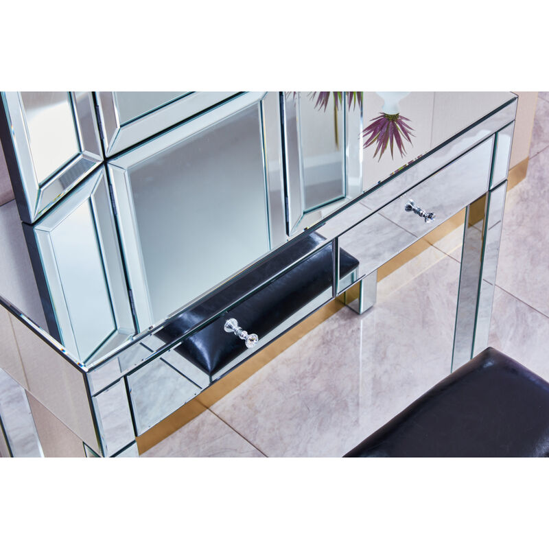 W 39.4"X D 15.7" X H 31.5" Double Draw Dressing Table, Escritorio For Entrance Corridor Living Room