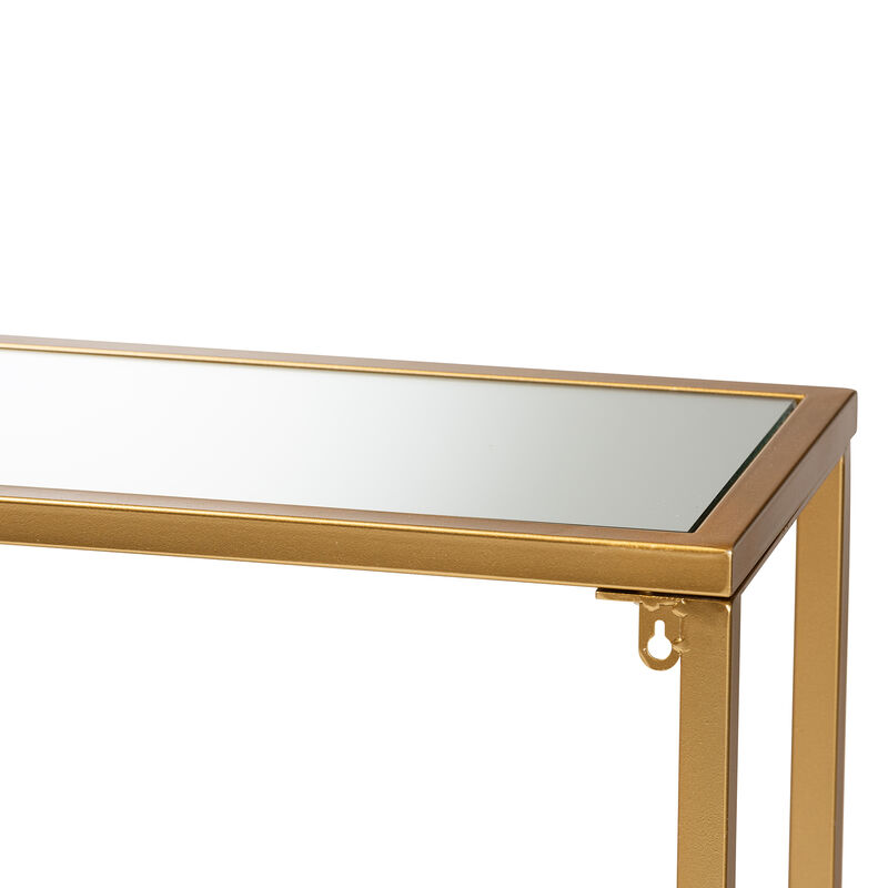 Baxton Studio Alessa Modern Glam Gold Finished Metal And Mirrored Glass Console Table