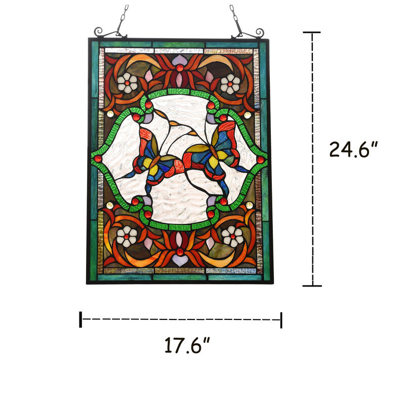 Lighting ANNABELLA Tiffany-style Animal Design Window Panel 18" x 25" - Benzara