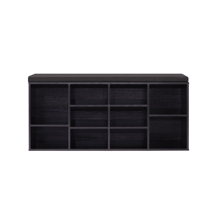 Cubbie Shoe Cabinet Storage Bench with Cushioned Seat & Adjustable Shelves