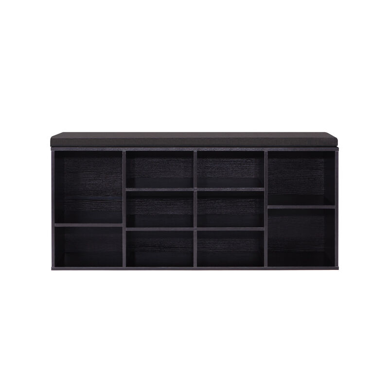 Cubbie Shoe Cabinet Storage Bench with Cushioned Seat & Adjustable Shelves