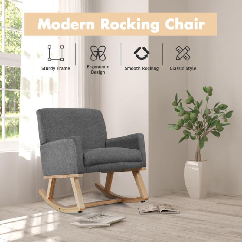 Hivvago Upholstered Rocking Chair with and Solid Wood Base