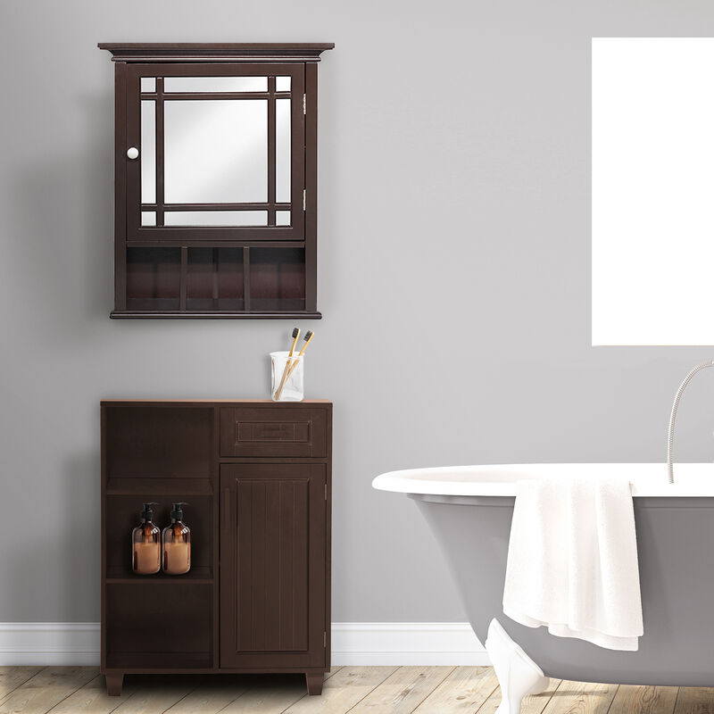 Teamson Home Neal Removable Wooden Medicine Cabinet with Mirrored Door- Espresso