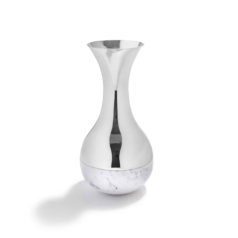 Coluna Dual Vase, Marble & Silver