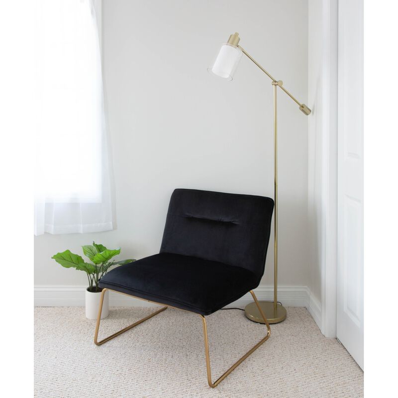Casper Contemporary Accent Chair In Gold Metal And Black Velvet