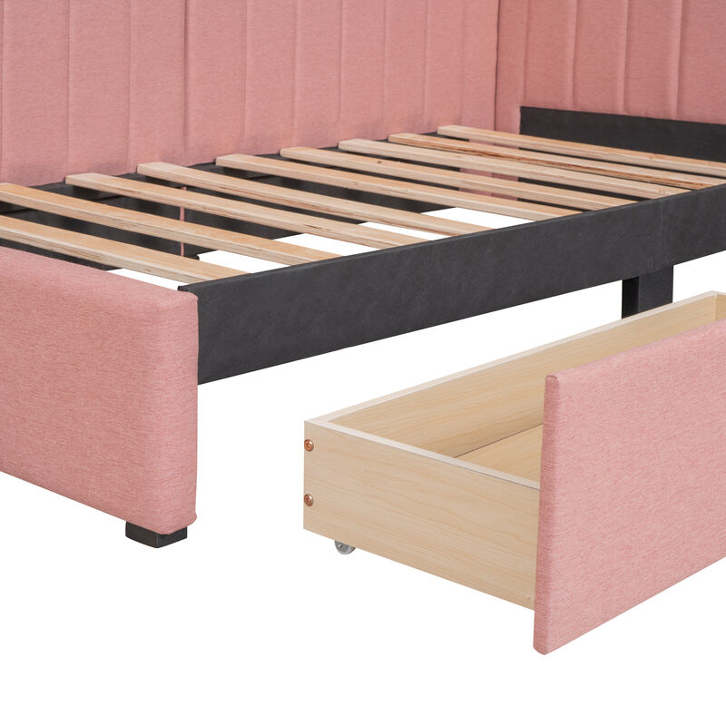 Upholstered Daybed with 2 Storage Drawers