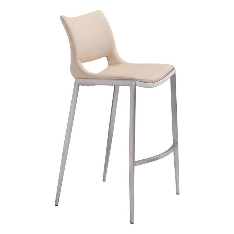 Belen Kox Ace Bar Chair (Set of 2), Light Pink &  Brushed Stainless Steel, Belen Kox