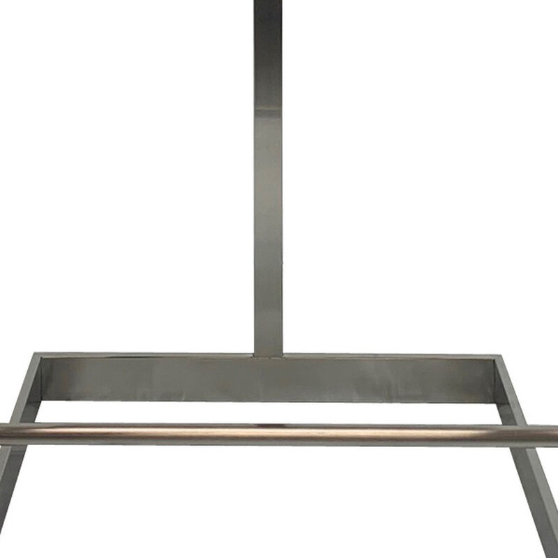 Keyn 26 Inch Counter Stool Chair, Faux Leather, Stainless Steel Base, Gray - Benzara