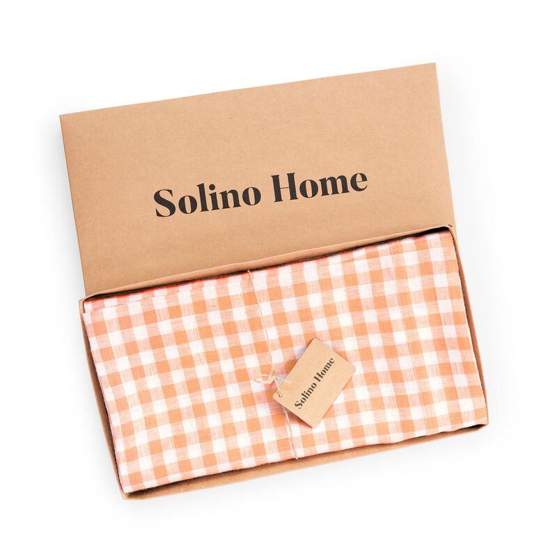 Solino Home 100% Pure Linen Tablecloth | Gingham Check