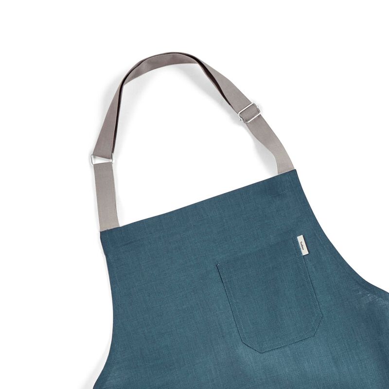 Solino Home 100% Pure Linen Bib Apron 33 x 30 Inch