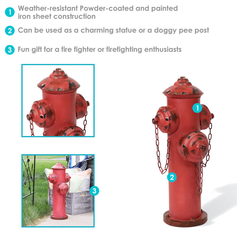 Sunnydaze Fire Hydrant Metal Outdoor Statue - 21.5 in