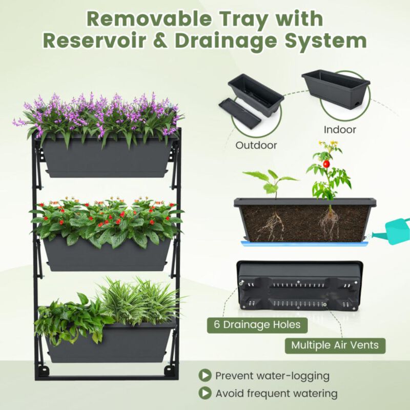 Hivvago Hanging Vertical Planter Wall-mounted Adjustable with Detachable Hooks