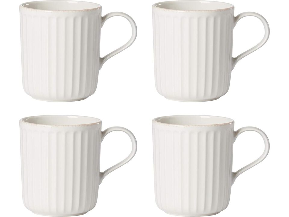 Lenox French Perle Scallop 4-Piece Mug Set, White