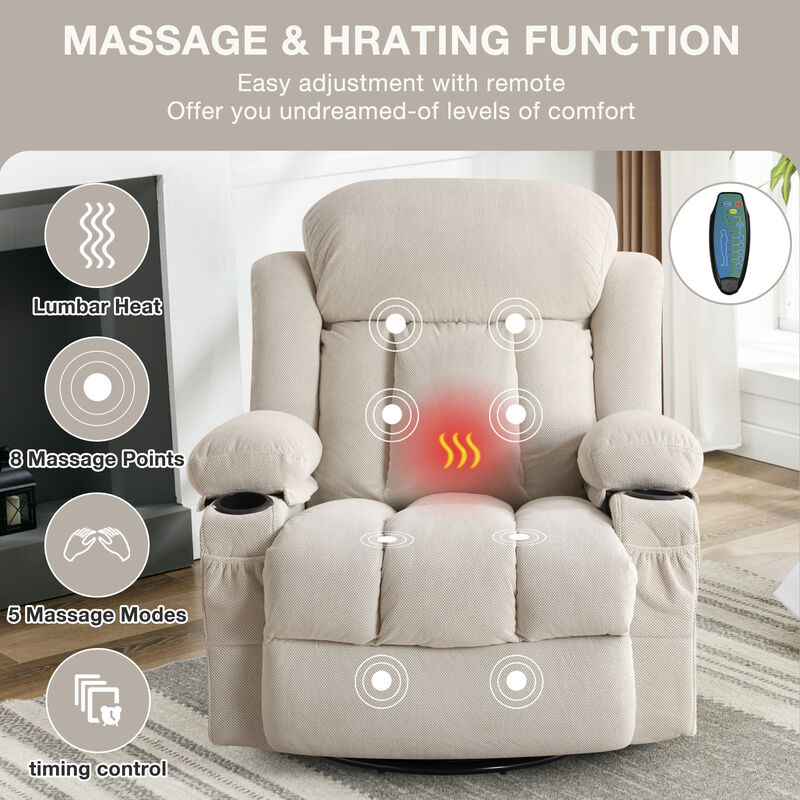 39.76 in. W Velvet Recliner with Rocking, Remote Control, Tufted and Storage