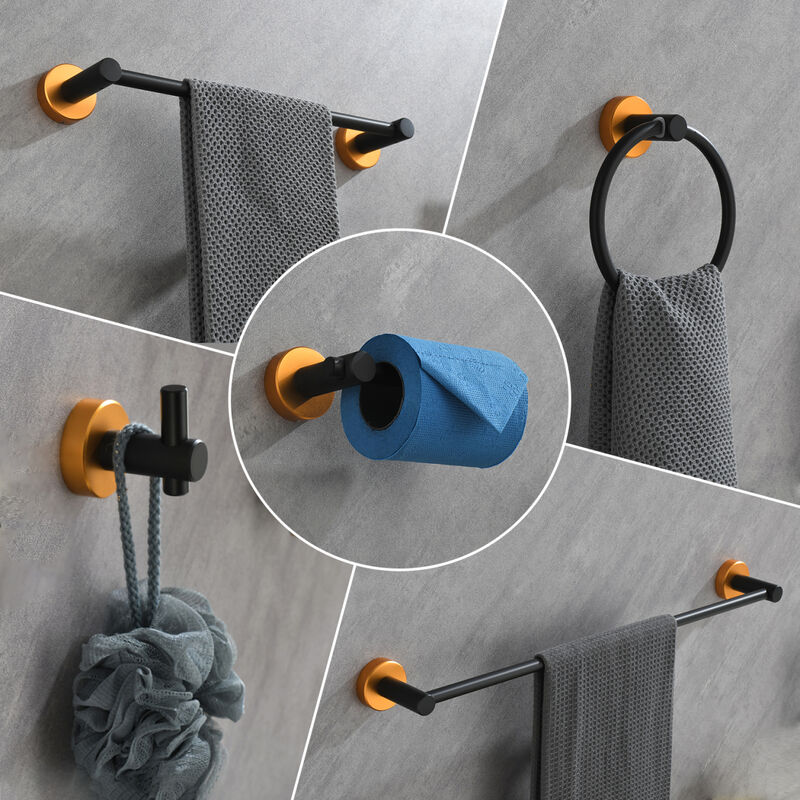 6 Piece Bathroom Towel Rack Set Wall Mount 0007
