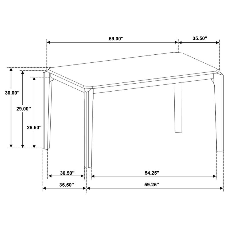 Montena Dining Table, Dark Brown Hardwood, Rectangular 59 Inch Top - Benzara