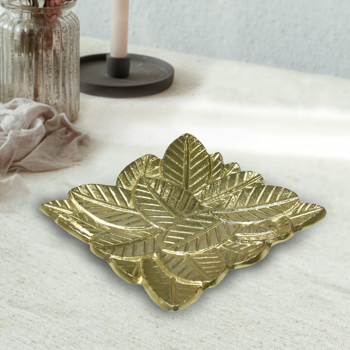 Handmade Decorative Bronze Color Coated 6.88 x 6.88 x 0.78 Inches Aluminium Tray 043AB BBH Home's