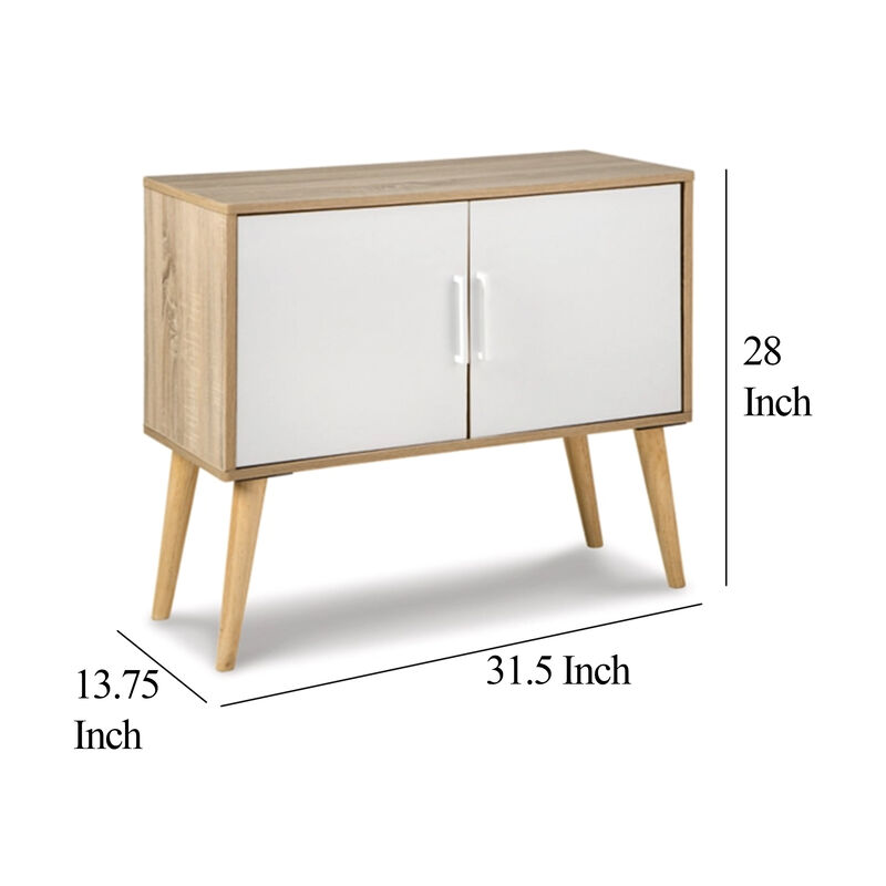 Kior Accent Cabinet Console, 2 Doors w Adjustable Shelf, White 32 Inch - Benzara