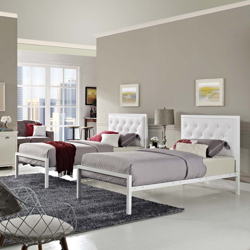 Modway - Mia Twin Vinyl Bed White White