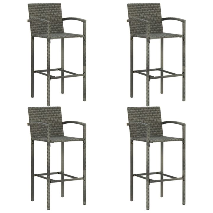 vidaXL 5 Piece Outdoor Bar Set with Armrest Poly Rattan Gray