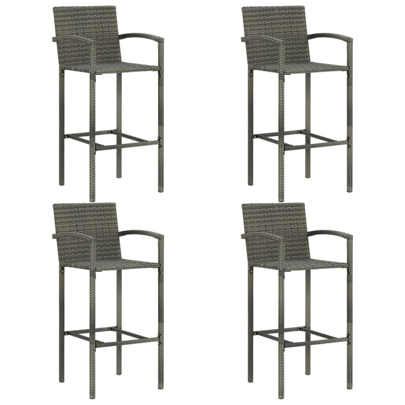 vidaXL 5 Piece Outdoor Bar Set with Armrest Poly Rattan Gray