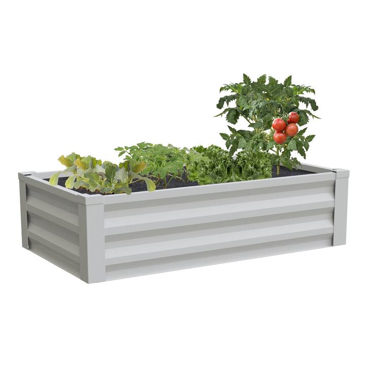 QuikFurn White Powder Coated Metal Raised Garden Bed Planter