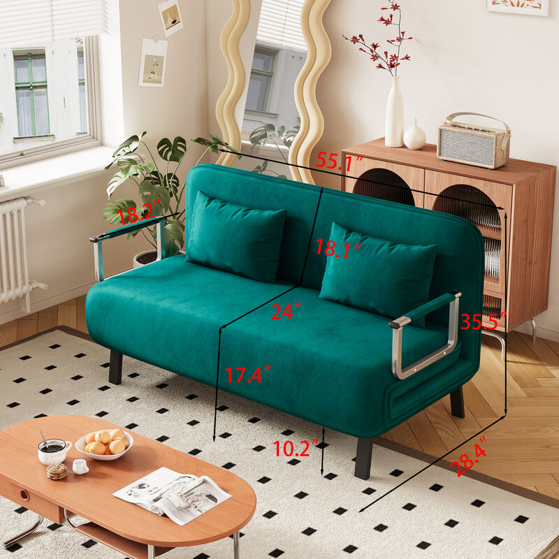 Merax Tri-Fold Sleeper Sofa  Loveseat with Adjustable Backrest