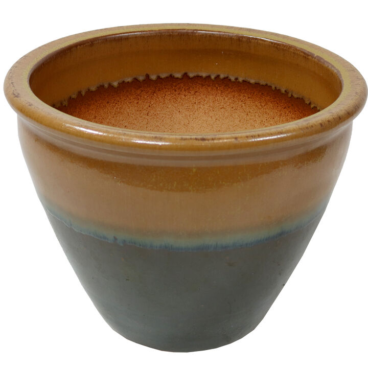 Sunnydaze 15 in Chalet High-Fired Glazed Ceramic Planter