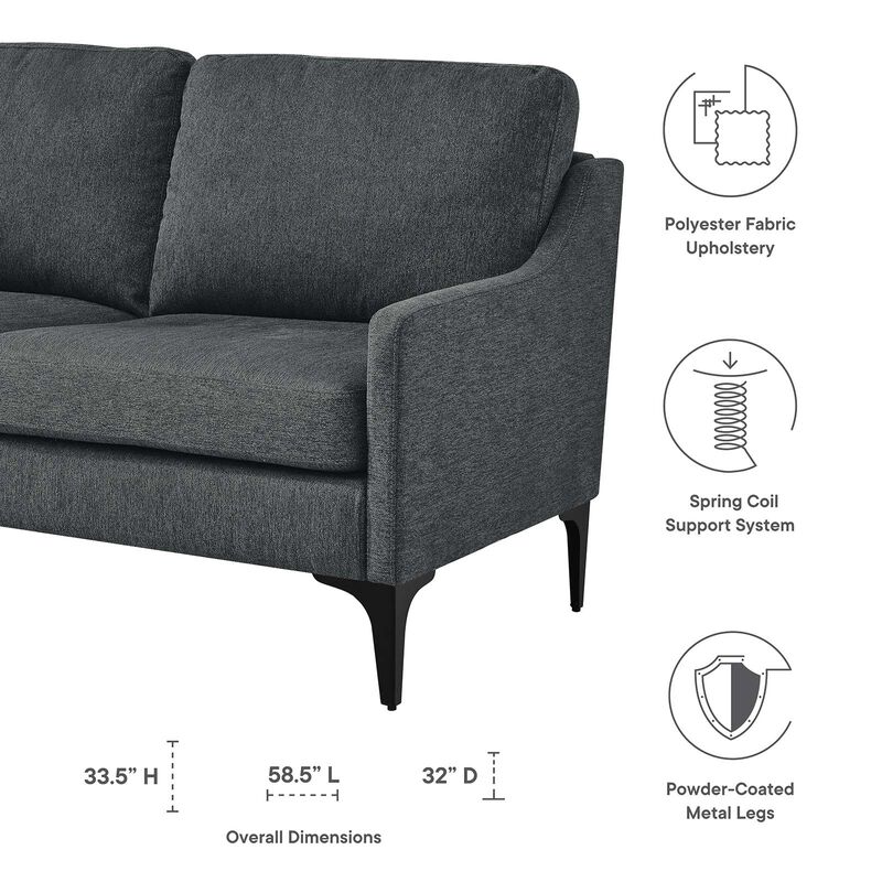 Corland Upholstered Fabric Loveseat Gray