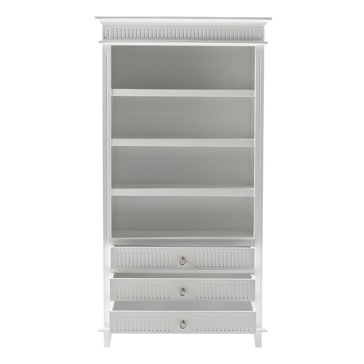 Belen Kox Classic White Bookcase with 3 Drawers, Belen Kox
