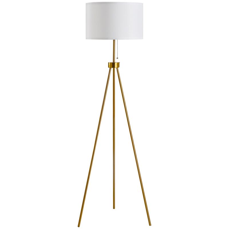 Gold Tripod Elegance: 59.75" Floor Lamp with Fabric Shade