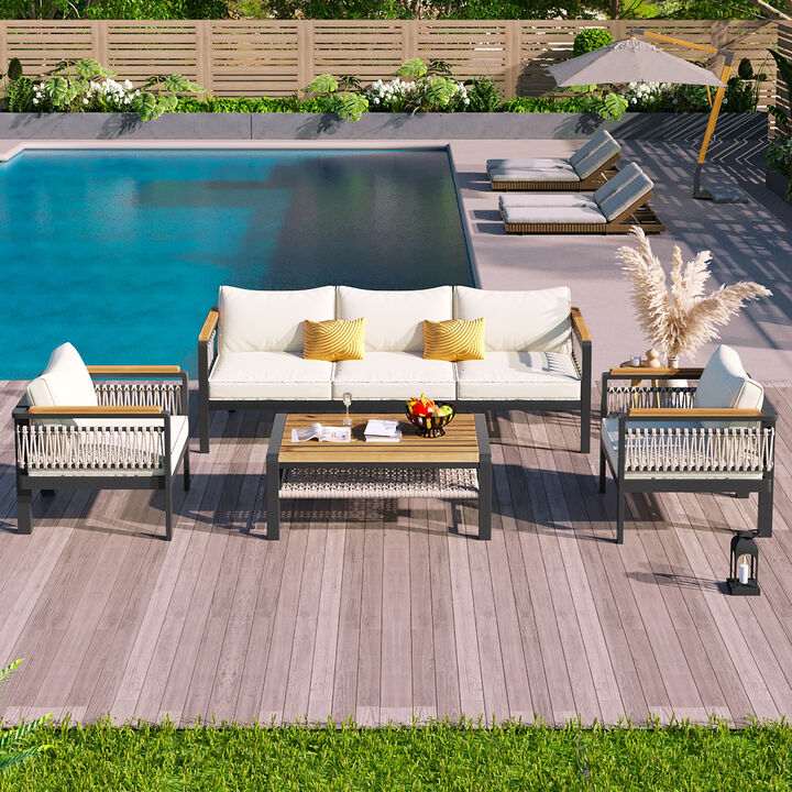 Merax 4 Pieces Outdoor Sectional Sofa Cnversation Set
