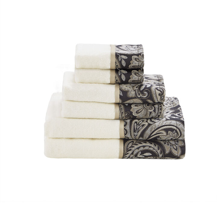Gracie Mills Thornton 6-Piece Cotton Terry Jacquard Towel Set 550 GSM