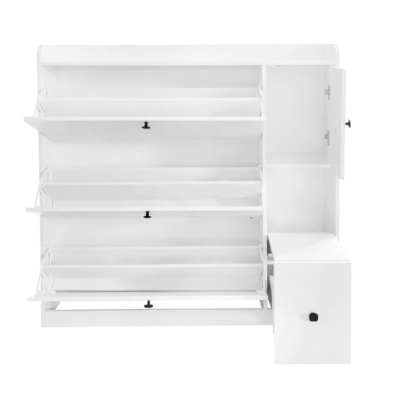 Merax Versatile Shoe Cabinet with 3 Flip Drawers