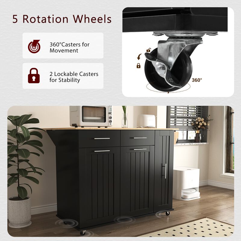 Merax Kitchen Storage Island Cart on Wheels