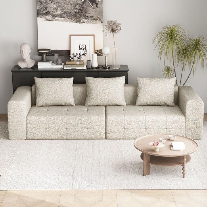 FUFU&GAGA Modern Beige Compressed Sofa with Soft Cushions & Sturdy Frame  (107.9" W x 38.2" D x 22" H), Beige