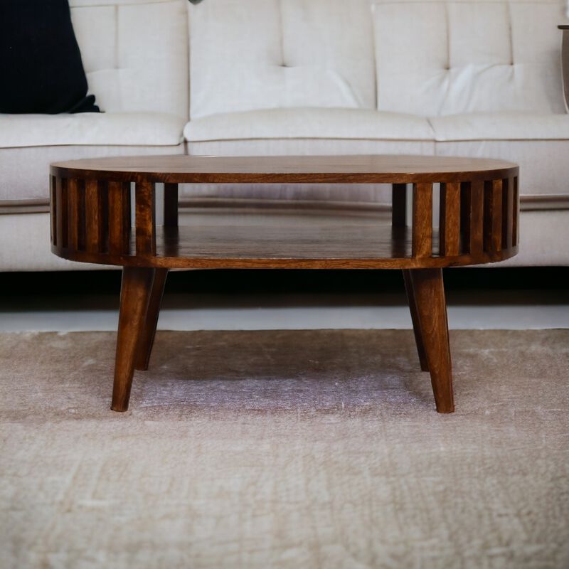 Ariella Chestnut  Open Shot Solid Wood Coffee Table