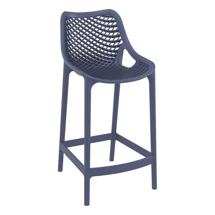 37.5" Black Solid Patio Resin Counter Stool