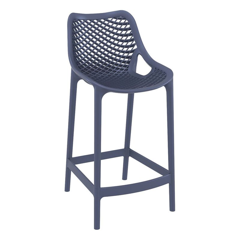 37.5" Black Solid Patio Resin Counter Stool