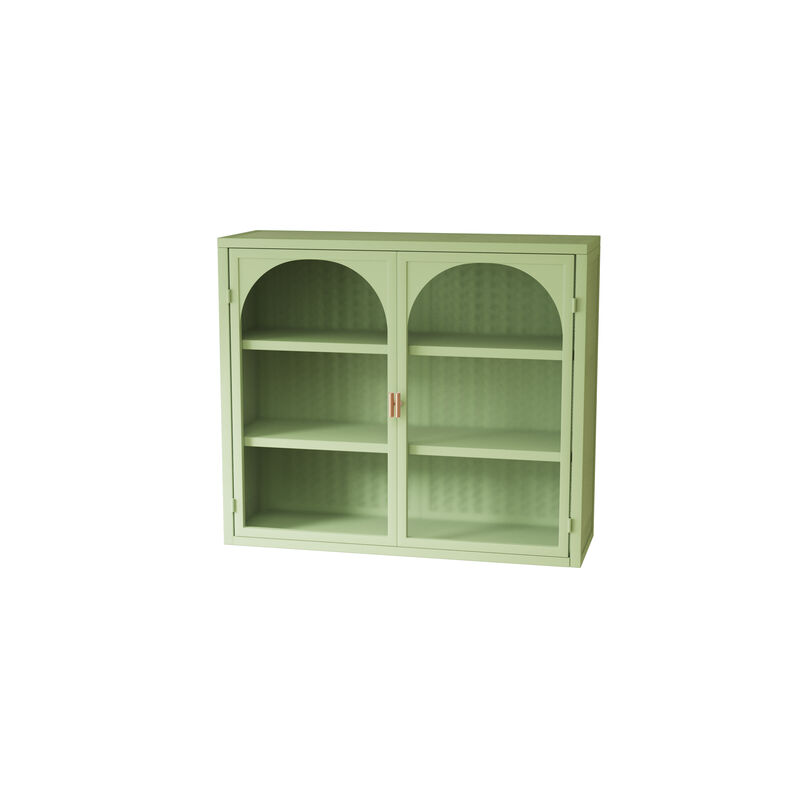 Modern Wall Cabinet with Woven Pattern Glass Doors