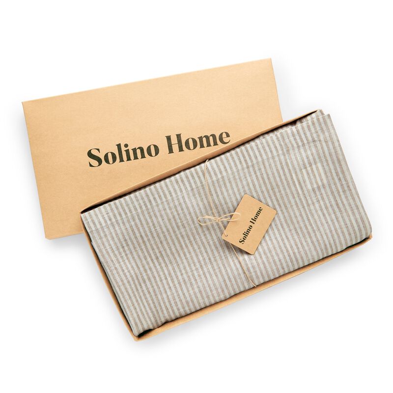 Solino Home 100% Pure Linen Tablecloth | Narrow Stripe