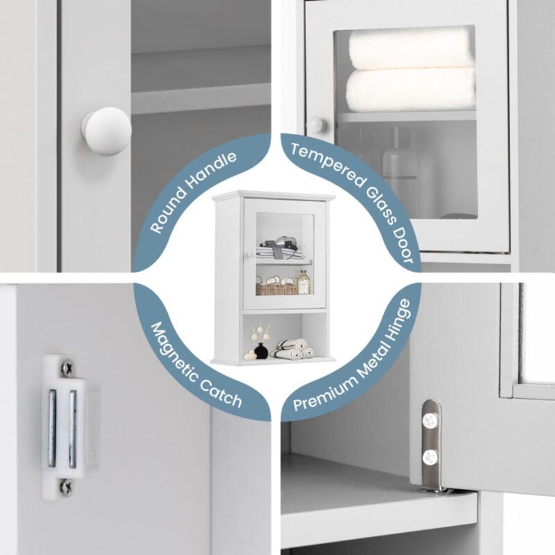Hivvago Bathroom Wall Mounted Adjustable Hanging Storage Medicine Cabinet