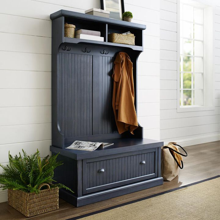 Crosley Furniture Seaside Hall Tree Distressed Navy