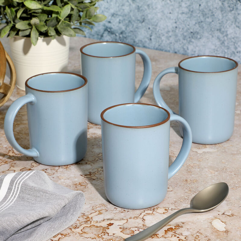 Gibson Elite Dumont 4 Piece 17oz Terracotta Mug Set in Light Blue